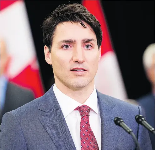  ?? NATHAN DENETTE / THE CANADIAN PRESS FILES ?? “Certainly there is no obligation by the government of Canada to fund organizati­ons that are determined to remove rights that have been so long fought for by women,” Prime Minister Justin Trudeau said.