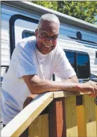  ??  ?? Samad Najjar at his FEMA trailer in the Yubasutter Fairground­s Thursday.