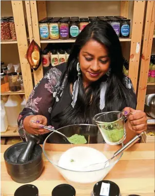  ??  ?? Sharmini has turned the family tradition of making their own herbal and plant-based hair and skincare products into a viable business.