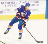  ?? Frank Franklin II / Associated Press ?? The Islanders’ Brock Nelson (29) handles the puck against the Flyers during a preseason game at Webster Bank Arena in Bridgeport.