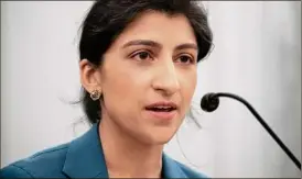  ?? Saul Loeb / Associated Press ?? Amazon has asked Lina Khan, head of the Federal Trade Commission, to step aside from antitrust investigat­ions into the company.