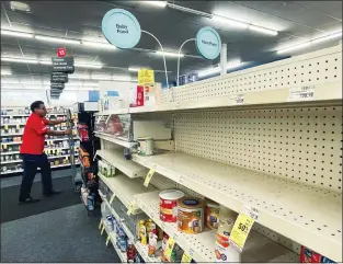  ?? CHRIS GRANGER — VIA THE ASSOCIATED PRESS ?? Empty baby-formula shelves at a CVS in New Orleans on Monday. An emergency spending bill unveiled by Democrats is designed to address the national shortage of formula.