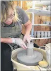  ?? SUBMITTED PHOTO ?? Crystal Stevens, of Redrocks Pottery, works at her potter’s wheel in North Bedeque.