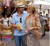  ??  ?? Above: Liz and Rayya held a commitment ceremony in 2017 to celebrate their love. Right: Julia Roberts and Javier Bardem in a scene from Eat Pray Love.