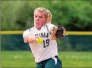  ?? BILL RUDICK — DIGITAL FIRST MEDIA ?? Katie Newtown looks up as she is called safe to score on a groundout in the sixth inning for the game’s lone run as Bishop Shanahan edged Coatesvill­e, 1-0, on Thursday.