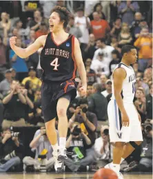  ?? Elise Amendola / Associated Press 2010 ?? Matthew Dellavedov­a celebrates in a win over Villanova that sent St. Mary’s to the Sweet 16 in the 2010 NCAA tournament.