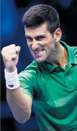  ?? ?? Djokovic celebra su victoria ante Rublev, ayer en París.