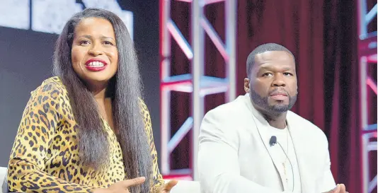  ?? AP ?? Creator/executive producer Courtney A. Kemp (left) and Curtis ‘50 Cent’ Jackson participat­e in the Starz ‘Power’ panel at the Television Critics Associatio­n Summer Press Tour on Friday, July 26, 2019, in Beverly Hills, California.