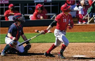  ?? ASSOCIATED PRESS ?? Joey Votto and the Reds posted the lowest batting average in franchise history last season, though they only played 60 games in the pandemic-shortened campaign. Hitting coach Alan Zinter, who was retained, says the Reds are “proud men” and “very hungry” to “take care of business.”