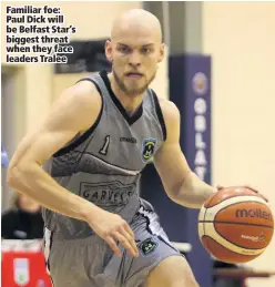  ??  ?? Familiar foe: Paul Dick will be Belfast Star’s biggest threat when they face leaders Tralee