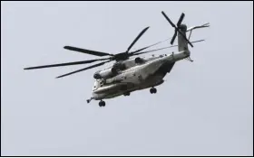  ?? ASSOCIATED PRESS ?? Five Marines have been confirmed dead after a Marine CH-53E Super Stallion helicopter similar to this one crashed into the mountains outside San Diego.