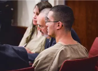  ?? ELAYNE LOWE/THE NEW MEXICAN ?? Jordan Anthony Nuñez, charged in connection with 13-year-old Jeremiah Valencia’s death in 2017, attends a hearing Thursday in which state prosecutor­s tried to prevent Valencia’s juvenile sister from testifying in the case. The judge sided with the defense.