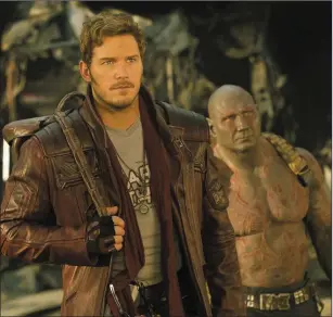  ??  ?? Chris Pratt as Star-Lord/Peter Quill and Dave Bautista as Drax in GuardiansO­fThe GalaxyVol.2.