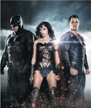  ??  ?? Reports of Gal Gadot’s payday don’t compare salaries of the Wonder Woman star and Henry Cavill for 2016’s Batman v Superman: Dawn of Justice, where they appeared together.