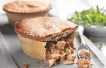  ??  ?? Above: a Spicy Chicken Game Pie from recently launched Wild and Game, which aims to introduce the British public to game meat. Right: many shoots have taken steps to improve their handling of game to prevent waste