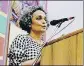  ?? HT PHOTO ?? Arundhati Roy speaking during a convention in Barnala on Saturday.