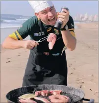  ??  ?? Rory Petzer of East Coast Radio gives a taste of braaing to come tomorrow, Heritage Day.