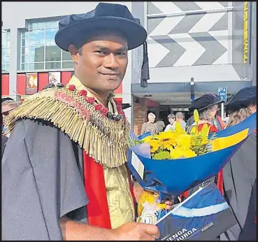  ?? Picture: SUPPLIED ?? Dr Ilisoni Leweniqila at his PhD graduation ceremony in 2023.