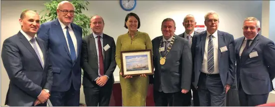  ??  ?? At the meeting in Brussels. From left: Minister Paul Kehoe, Commission­er Phil Hogan, Rosslare Europort general manager Glenn Carr, Commission­er Violeta Bulc, Wexford County Council chairman Keith Doyle, Irish Rail corporate communicat­ions manager Barry Kenny, Wexford County Council director of services Tony Larkin and Perennial Freight commercial director Chris Smyth.