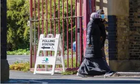  ?? Photograph: Vickie Flores/EPA ?? People leave a polling station in Tower Hamlets, London.