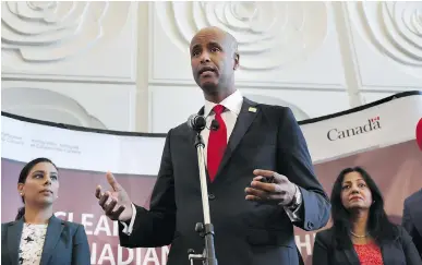  ?? COLIN PERKEL/ THE CANADIAN PRESS ?? Immigratio­n Minister Ahmed Hussen and the Liberal government would like to have one million newcomers in Canada by 2020. But Canada is less than clear about how housing, social services and employment will be secured.