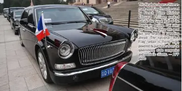  ??  ?? This file photo shows a Chinesemad­e Red Flag limousine used by French Prime Minister Edouard Philippe parked outside the Great Hall of the People in Beijing. Car sales are falling in China this year but one brand is speeding ahead: The national ‘ Red Flag’ sedan is flying high, powered by purchases from the government, state companies and patriotic citizens. — AFP photo