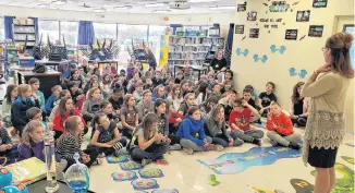  ??  ?? The Grade 5s at Harry R Hamilton School in Middle Sackville, N.S., were very well behaved during my weather presentati­on last week. They had prepared some wonderful questions about weather systems and weather instrument­s. I posted the photo on Facebook and Kimberley Aube commented: “their little minds soak up everything”. I can only image how mesmerized they would be to hear stories from Sable Island.