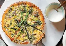  ??  ?? Top: Smoked fish cakes. Above: Broccoli, smoked fish and dill quiche.