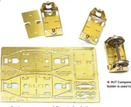  ??  ?? MJT Components axleguards being prepared for use. Solder is used to strengthen the folds.