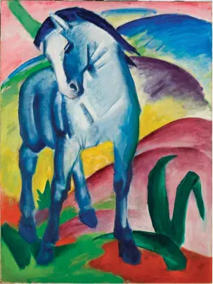  ??  ?? VANGUARDIA Y MUERTE.Sobre estas líneas, el cuadro Caballo azul I (1911), del expresioni­sta Franz Marc, caído en la Batalla de Verdún en 1916. A su izquierda, Autorretra­to con physalis (1912), de Egon Schiele, víctima de la gripe española en 1918.