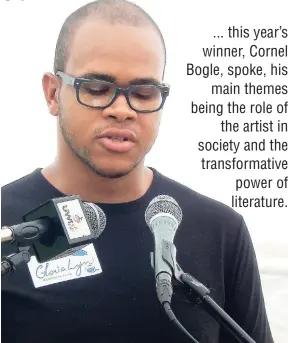  ??  ?? UWI Literature­s in English student Cornel Bogle is the current holder of the Gloria Lyn Memorial Fund Scholarshi­p.