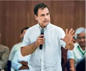  ?? ?? RAHUL GANDHI interacts with representa­tives of civil society organisati­ons during the Bharat Jodo Yatra conclave in New Delhi on August 22.