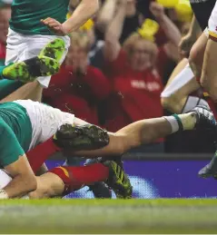  ??  ?? Raw emotion Scoring that beauty against Ireland