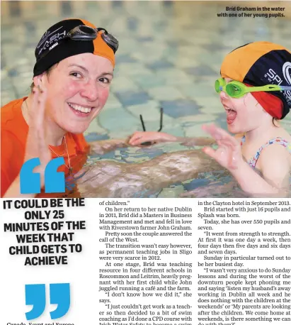  ??  ?? Bríd Graham in the water with one of her young pupils.