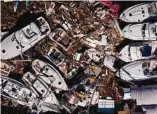  ?? Picture: AFP ?? An aerial view of storm-damaged boats in Panama City, Florida.