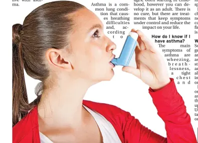  ?? ?? Asthma is a common lung condition which affects
around 5.4m people in the UK