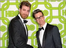  ?? PHOTO BY RICHARD SHOTWELL/ INVISION/AP ?? Rhett & Link arrive at the 2019 HBO Golden Globes afterparty at the Beverly Hilton Hotel.