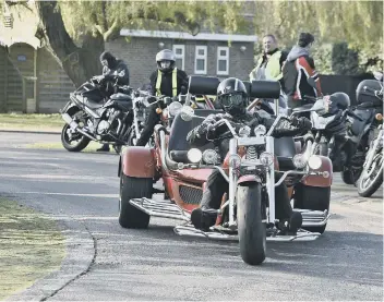  ??  ?? There was a motorcycle procession before Joshua Greene’s funeral at Peterborou­gh Crematoriu­m