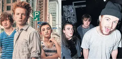  ??  ?? Left, the young Brothers Dubé in 2013, and now, after renaming their band Dubé. They play the Hard Luck Bar on Friday.