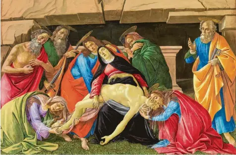  ?? Foto: Alte Pinakothek München ?? Sandro Botticelli: „Die Beweinung Christi“, um 1490/1495 (140 mal 209 Zentimeter).