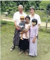  ?? PHOTOS: SUPPLIED ?? Ken and Margaret Tustin pictured with local children in Myanmar in 2013.