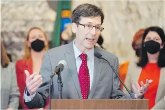  ?? TED S. WARREN, AP ?? Washington state Attorney General Bob Ferguson announced Tuesday that the U.S.’s three largest opioid distributo­rs have agreed to pay $518 million US in a lawsuit over the state’s opioid crisis.