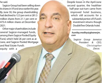  ?? ?? Sagicor Group Jamaica President & CEO, Christophe­r Zacca.