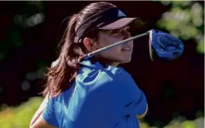  ?? MATTHEW J. LEE/GLOBE STAFF ?? Ashland’s Rebecca Kriegsman has the MIAA Golf app in her bag.