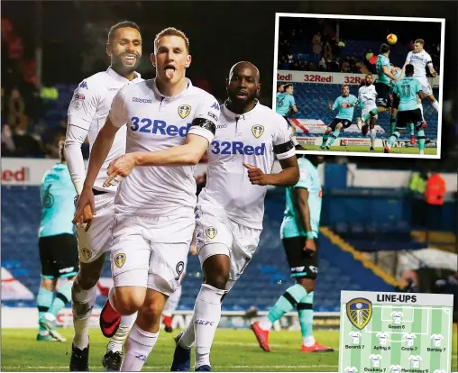  ?? PICTURES: Action Images ?? LICKING GOOD: Chris Wood celebrates scoring Leeds’ winner, inset