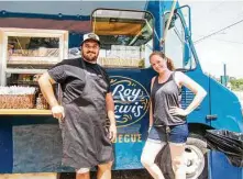  ??  ?? Evan LeRoy and Sawyer Lewis launched a subscripti­on channel showing the behind-the-scenes workings of their food truck.