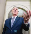  ?? J. Scott Applewhite/Associated Press ?? House Speaker Kevin McCarthy, R-Calif., talks to reporters as Congress returns to work in crisis mode days before a government shutdown, at the Capitol in Washington, Tuesday.