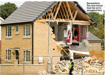  ??  ?? Devastatio­n: The new house that the lorry ploughed into