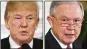  ??  ?? Trump Sessions The relationsh­ip between President Donald Trump and Attorney General Jeff Sessions has been strained since Sessions’ recusal from the Russia probe.