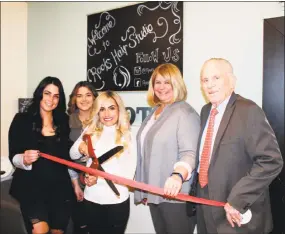  ?? Contribute­d photo ?? A grand opening was held for Roots Hair Studio at 1610 Saybrook Road, Haddam, March 12. From left are Hair Artists Jamie Jacobs and Melissa Gaerner, Owner Christina Bibisi, Haddam First Selectwoma­n Lizz Milardo and President of the Middlesex County...